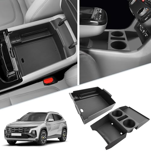 SKTU Upgrade 2Pack 2025 2026 Tucson Accessories Center Console Organizer for 2025 2026 Hyundai Tucson Limited/Hybrid Console Tray Hyundai Tucson 2025 2026 Accessories Lower Console Tray-Durable by SKTU - Used condition - US$28.07