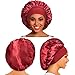 5 Pack Satin Bonnet Silk Bonnet for Sleeping Women, Hair Sleep Bonnets for Women, Wide Soft Band Large Sleep Cap for Curly Hair Braids