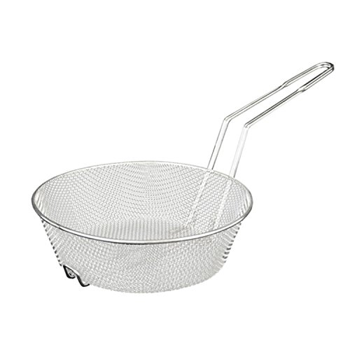 Excellante Round Nickel Plated Culinary Basket, Medium Mesh, 10