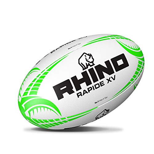 Rhino Rapide XV Rugby Ball White/Green Size 3