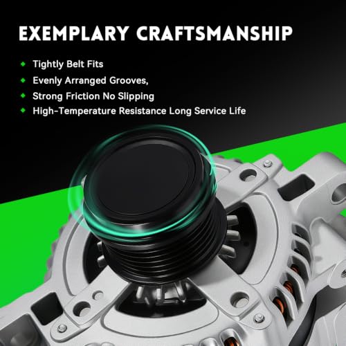 Image of 11787N Alternator Compatible With Chevrolet Camaro V6 3.6L 2012 2013 2014 2015, 12V 140Amp High Output, 6 Groove Pulley, Replace OE 22888109,104211-8131, 22859538, AND0641, AL8846X