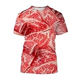 Camiseta Hombre Moda Funny Funny Fresh Beef Terna 3D Camiseta De Impresión Camiseta para Hombres Y Mujeres Camiseta De Cuello Redondo De Manga Corta-Marfil-XXXL