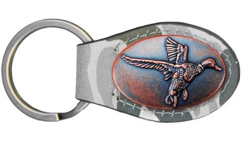 ZEP-PRO NCAA Green Old School Camo Leather Key Fob Bass Lab Deer Malla