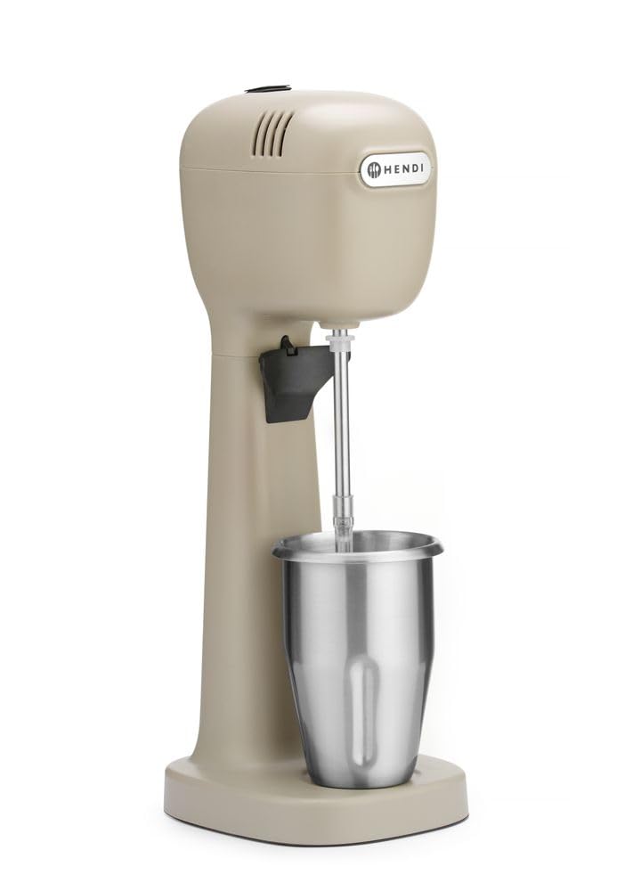 HENDI Mixer Professionale per Bevande, Aeratore di Bevande Leggere, Frappé, Cappuccini Freddi, Include 2 Bicchieri e 4 Agitatori, 230V/400W, 170x196x(H)490mm, Caramello