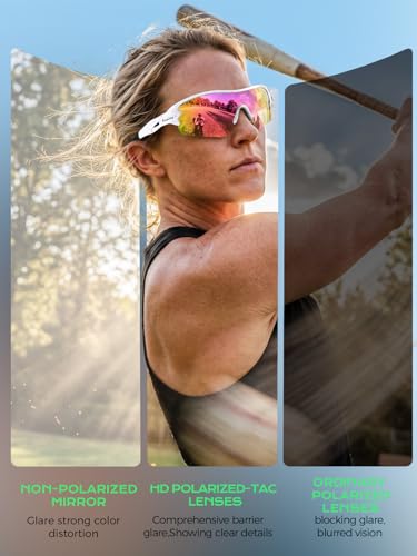 Image of BangLong TAC Polarized Sports Sunglasses UV400 for Men Women | TR90 Lightweight Frame, Adjustable Non-slip Nose Pads, RX Insert Included, Wrap-Around Design for Running Cycling Baseball