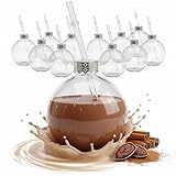 Novaliv 12x Tassen Glühwein 400 ml Personalisierte Weihnachtstasse mit Trinkhalm - Weihnachtskugel als Glühweinbecher - Christbaumkugel Motiv Tasse Tannenbaum Kugel Weihnachtstassen Handwärmer Mugs