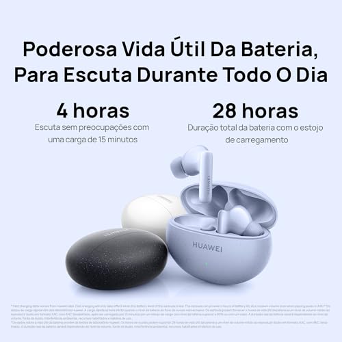 Fone de ouvido sem fio, HUAWEI FreeBuds 5i, até 28 horas de reprodução, cancelamento ativo de ruído 42dB, som de Alta Resolução, Azul glide