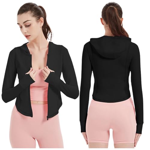 Chaqueta deportiva con cremallera completa para mujer ideal para gimnasio yoga y running exterior