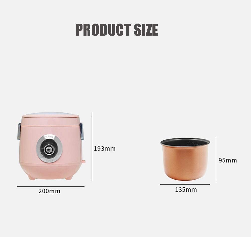 Cuociriso Portatile Scaldavivande Elettrico Mini Multicooker con Funzione di Mantenimento in Caldo Spatola Interna E Misurino di qualità Premium,Rosa