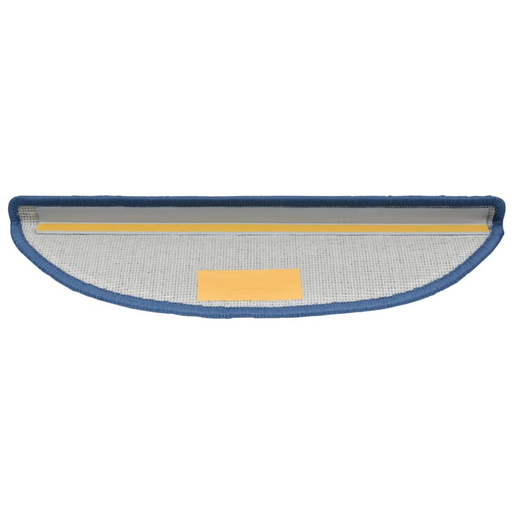 vidaXL Tapis d'escalier 10 pièces 56 x 17 x 3 cm Bleu Demi-Rond