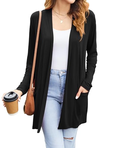 Newchoice Womens Casual Lightweight Cardigans with Pockets Loose Long Sleeve Open Front Cardigan