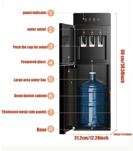 Bottom Loading Water Dispenser with Cup Holder - Hot, Cold & Ice Water - Floor Standing for Home & Office Use - Convenient & Stylish Water Cooler
