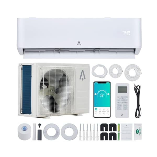 Split Air Conditioner, 24,000 BTU Mini AC Split-System Cools Room Up to 1500 Sq. Ft, 23 SEER2 Ductless Air Conditioner w/Pre-Charged Condenser, WiFi Enabled, Complete Installation Kit, White