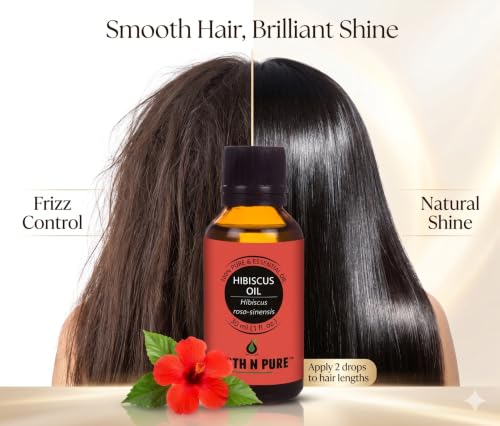 Image of Earth N Pure Hibiscus Hair Oil | Cold-Pressed Hair & Scalp Oil | Frizz Control | For Curly & Coily Hair | Soft, Shiny Hair | Vegan & Cruelty-Free | 30ml
