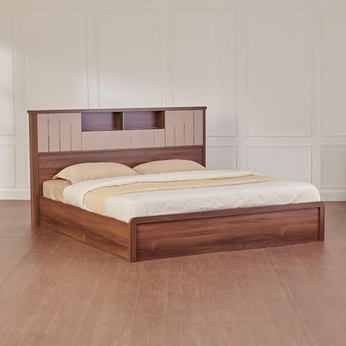 Image of Home Centre Leon Bond Queen Bed with Hydraulic Storage - Brown