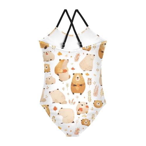 KLL Celebrate Holiday Canada Day Beavers Elements Toddler Girl One Piece Swimsuits Summer Swimwear Adjustable Strap Cute2