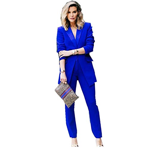 Amazon.com: LIBODU Royal Blue Women Pantsuits Shawl Lapel Business Suits 2  Pieces(Jacket+Pants) Wedding Groom Tuxedos : Clothing, Shoes & Jewelry