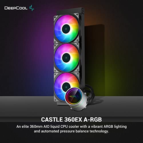 Image of DEEPCOOL Castle 360 EX ARGB Addressable RGB LED CPU Liquid Cooler I AIO Support Intel LGA2066 /2011-v3 /2011 /1700 /1200 /1151 /1150 /1155 I AMD sTRX4 /sTR4 /AM4 - DP-GS-H12W-CSL360EX-AR