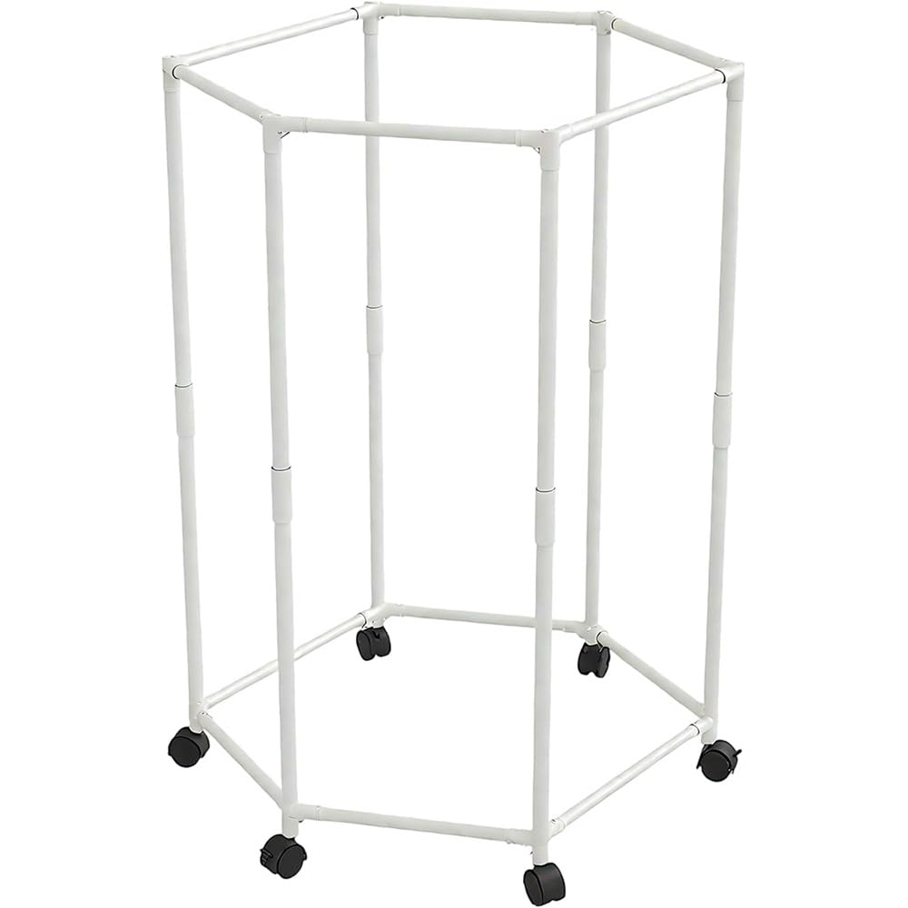 LRZPTDYU Rolling Clothes Rack Adjustable Hexagonal Clothing Stand on Wheels for Bedroom Boutique Display Retail Store - Stylish & Space-Saving (White)