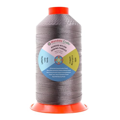 Mandala Crafts Size 138 420D T135 Taupe Bonded Nylon Thread, 1250 YDs