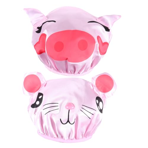 LRXIYODE 2個カートゥーンデザインの子供用シャワーキャップ 防水 バスハッ