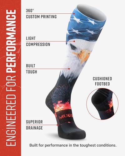 Image of MudGear Graduated Compression Socks, Durable, Sweat-Resistant OCR Performance Socks with Cushioned Footbed, Made in USA