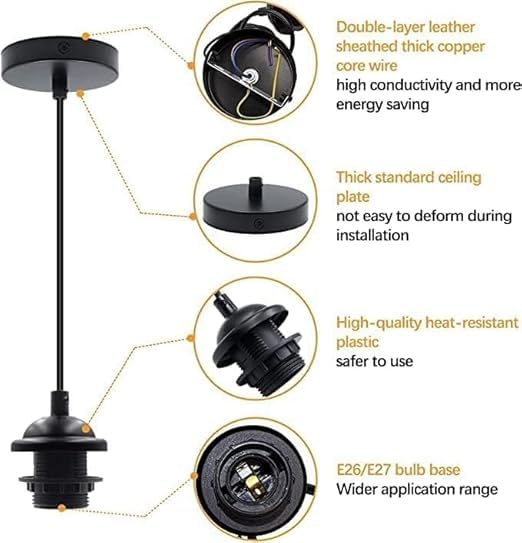 Image of Modern Amber Glass Pendant Light Set of 4 - Decorative Hanging Ceiling Lamps for Living Room, Kitchen Island, Dining Table, Cafe & Restaurant | Contemporary Adjustable Indoor Lighting Fixtures