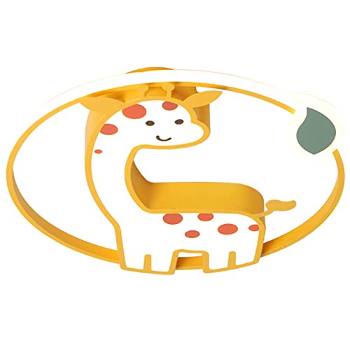 Plafonnier LED cerf jaune rond à intensité variable pour chambre d'enfant