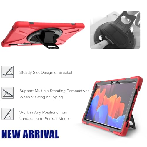 Funda Samsung Tab S8 con soporte giratorio 360 y asa de mano color rojo 6