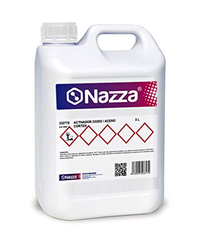 Convertidor o Activador de Óxido para Superficies Metálicas, Hierro y Acero Corten NAZZA - Consigue bonitos efectos decorativos de tipo Acero Corten y Protege la pieza - 5 Litros