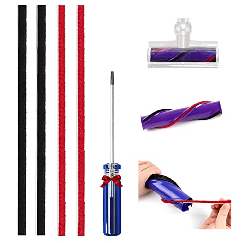 KiimSin 4Pcs Soft Plush Strips Replacement for V7 V8 V10 V11 Vacuum Cleaner Direct Drive Rolling Roller Brush Strips with Screwdriver