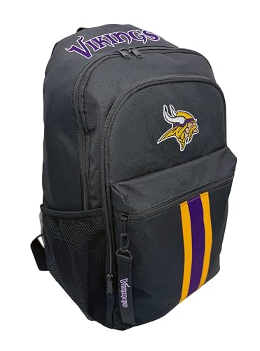 Image of NFL Minnesota Vikings Backpack - Triple Stripe Wordmark Design with Keychain
