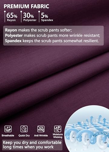 Image of MIVEI Straight Leg Scrub Pants for Women with 8 Pockets High Rise Modern Classic Fit Cargo Scrub Bottom Flare Drawstring