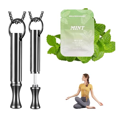 Quit Smoking Inhaler – Natural Smokeless Inhalers – Non-Electric, Breathing Necklace to Quit Smoking and Vaping with Refillable Mint Pods Stop Smoking Aids Fidget Necklace