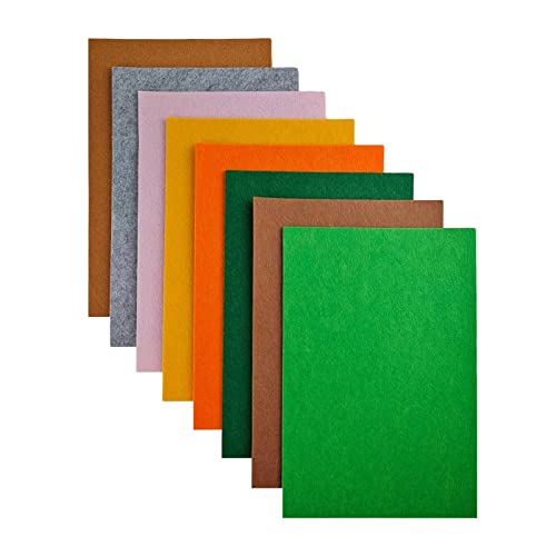 Image of Jtnohx Stiff Felt, 2mm Thick Felt Sheets for Crafts, 8 inchx12 inch Hard Felt Fabric Squares 8Pcs for DIY Projects (Yellow Brown Series)