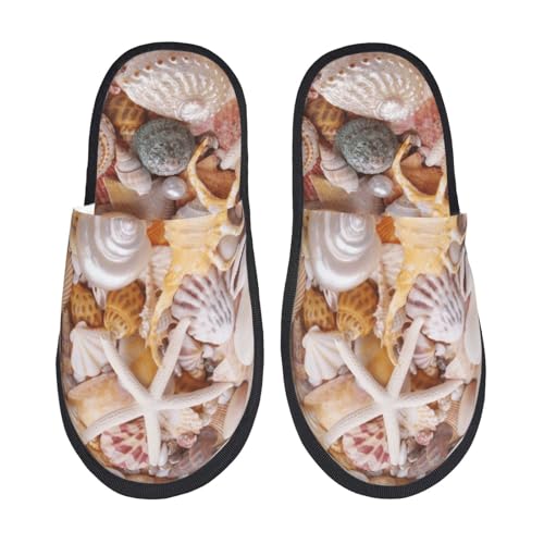 Colorful Seashells Print Women Slippers Home Furry Shoes Keep Men Couples Shoes Warm For Women-