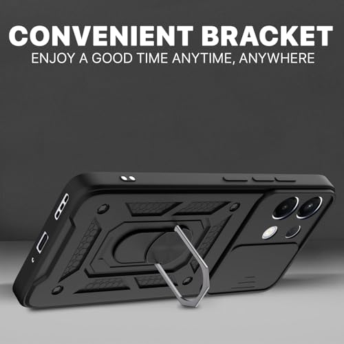 Image of Luxe Back Cover for Oppo K13 Turbo 5G / Oppo K13 Turbo Pro 5G | D10 Tough Armor Case | Sliding Camera Shield | 360 Protection | Kickstand Ring Holder | Military-Grade Bumper Case