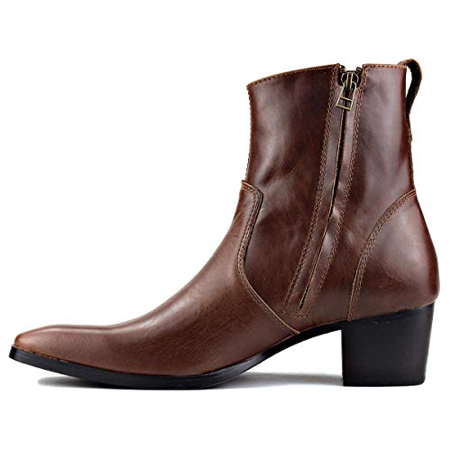 Image of Dress Boot for Men Heels Casual Chelsea Combat Ankle Chukka Boots Zipper Black JY002