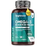 Omega 3 2000mg de Concentración 240 Perlas de Aceite de Pescado (660mg EPA + 440mg DHA) - Ácidos Grasos Omega 3 de Alta Potencia para Salud Cerebral, del Corazón y de la Presión Sanguínea para 4 Meses