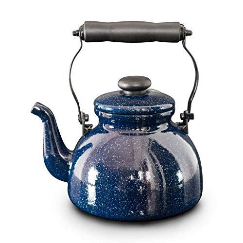 Herdkessel 2 Liter Emaille Teekanne Pfeifkessel Gas Induktion Herd Kessel Home Teekessel Heißwasser Teekessel Topf für Herd, Blue Tea Kessel Teekanne,