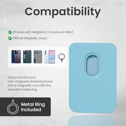 Image of Stealodeal MagSafe Magnetic Card Holder with Stand for iPhone | 2-in-1 Wallet & Mobile Stand | Strong Magnetic Grip | Ultra-Slim PU Leather Finish | Secure Card Storage (Color-Blue)