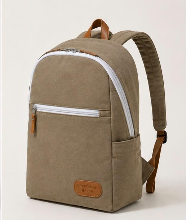 Image of Canvas Backpack | Lightweight Casual Daypack with Front Zipper Pocket | Durable Travel, & Daily Use Backpack | Unisex Travel Backpack | Laptop Backpack Compatible with upto 14 inch Laptop