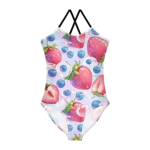 Strawberries Girls One Piece Swimsuits Sport Halter Swimwear Beach Bathing Suit 3T