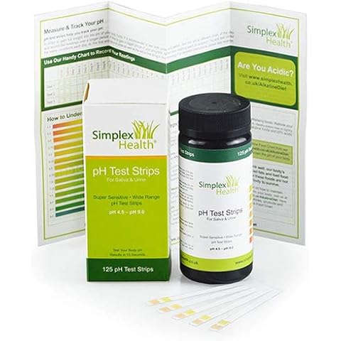 SimplexHealth pH Test Strips 4.5-9.0 Urine & Saliva Acid Alkaline pH Testing (125 Strips) Better Than Litmus Paper Cover