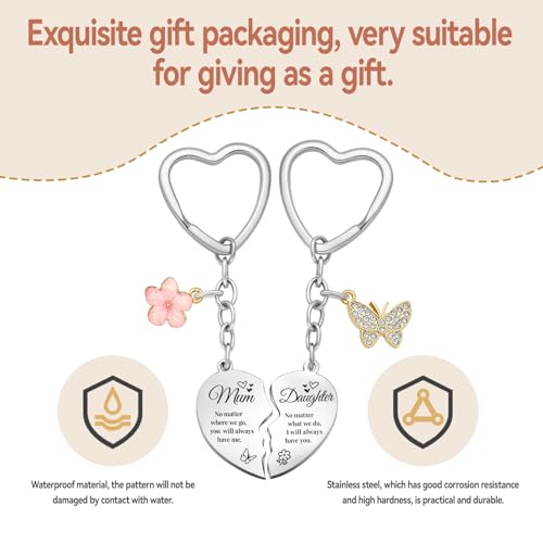 gift for Mum & Daughter Heart Matching Keyring Keychain Set - Perfect for Birthday, Mother's Day & Christmas - Image 4