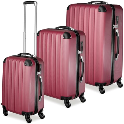 tectake® Set de Valises de Voyage 3 Tailles Valise Grande Taille, Cabine et Petite Valise Sacs de Voyage Valises Maternité ABS avec roulettes Pivotantes...