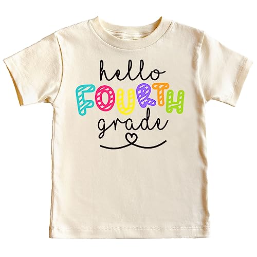 Olive Loves Apple Hello 4th Grade First Day of School Gift Back to School T-Shirt Back to School Shirts and Raglans