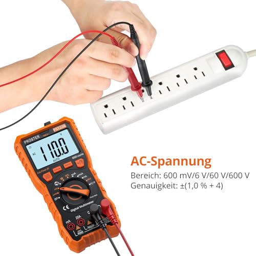 Proster Digitales Multimeter 6000 Zähler TRMS Auto Range NCV Detektor DC/AC Spannungsstrom...