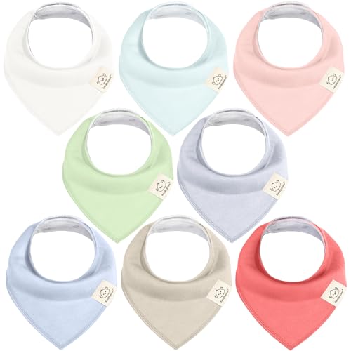 Image of 8-Pack Organic Baby Bandana Drool Bibs for Girls - Super Absorbent Baby Bibs for Baby Girls, Baby Boys, Soft Cotton Bandana Bibs, Baby Drool Bib, Teething Bibs for Infant, Toddler, Bib Girl (Spring)