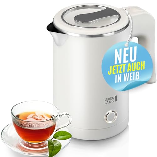 LEBENLANG Edelstahl Reisewasserkocher Klein - 500ml & BPA-Frei I 600W Mini Wasserkocher Klein Weiß für Reisen I Energiesparend & Energieeffizienz I 0 5 0,5 l I Kleiner Camping Wasserkocher Reise LEBENLANG Edelstahl Reisewasserkocher Klein - 500ml & BPA-Frei I 600W Mini Wasserkocher Klein Weiß für Reisen I Energiesparend & Energieeffizienz I 0 5 0,5 l I Kleiner Camping Wasserkocher Reise